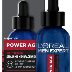 سيروم لوريال مين إكسبيرت بحمض الهيالورونيك المضاد للتجاعيد للرجال، مرطب مضاد للشيخوخة للبشرة المتعبة والباهتة، سيروم للوجه للرجال بجرعة عالية من حمض الهيالورونيك، قوة العمر، 1 × 30 مل