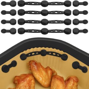 مغناطيسات لورق الخبز في المقلاة الهوائية، مشبك تثبيت مغناطيسي من السيليكون، مقاوم لدرجات الحرارة العالية للمقلاة الهوائية الساخنة، يمنع بطانة ورق الخبز من تغطية الطعام (أسود × 4)