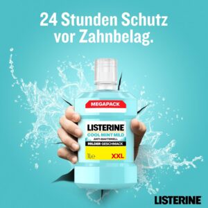 ليسترين كول مينت ميلد 1000 مل، غسول فم مضاد للبكتيريا بدون كحول بنكهة خفيفة، لشعور بالانتعاش يدوم طويلاً، غسول للفم