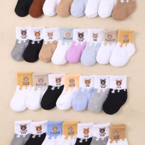 1/5/10 أزواج جوارب أطفال بنمط دب صغير مضحك، جوارب للجنسين للأولاد والبنات حديثي الولادة، جوارب لطيفة، جوارب رياضية أساسية للأطفال، مريحة للاستخدام اليومي في الخريف والشتاء، هدية عيد الهالوين والكريسماس