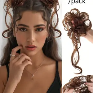 قطعتان من وصلات الشعر لتسريحة الكعكة الفوضوية، تسريحة شعر