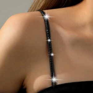 قطعتان/زوج من حمالات الصدر النسائية بدون ظهر مزينة بأحجار الراين