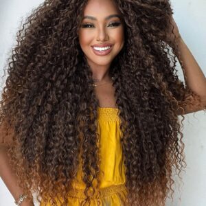 باروكة شعر صناعي طويلة جدًا بطول 28 بوصة للنساء